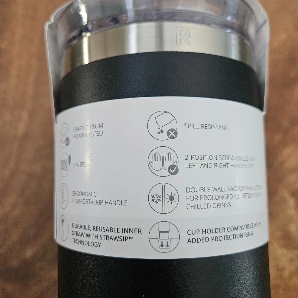 Cirkul 30 Oz Travel Strawsip Tumbler Carbonite Black Handle Double Wall New